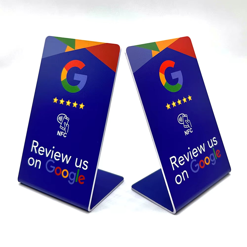 New NFC Google Reviews Bracket 13.56Mhz Programmable Google Review Card NFC Station Table Bending Card Standing Brand Bracket