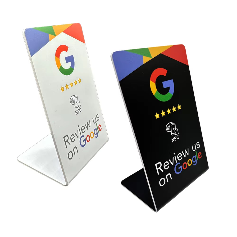 New NFC Google Reviews Bracket 13.56Mhz Programmable Google Review Card NFC Station Table Bending Card Standing Brand Bracket