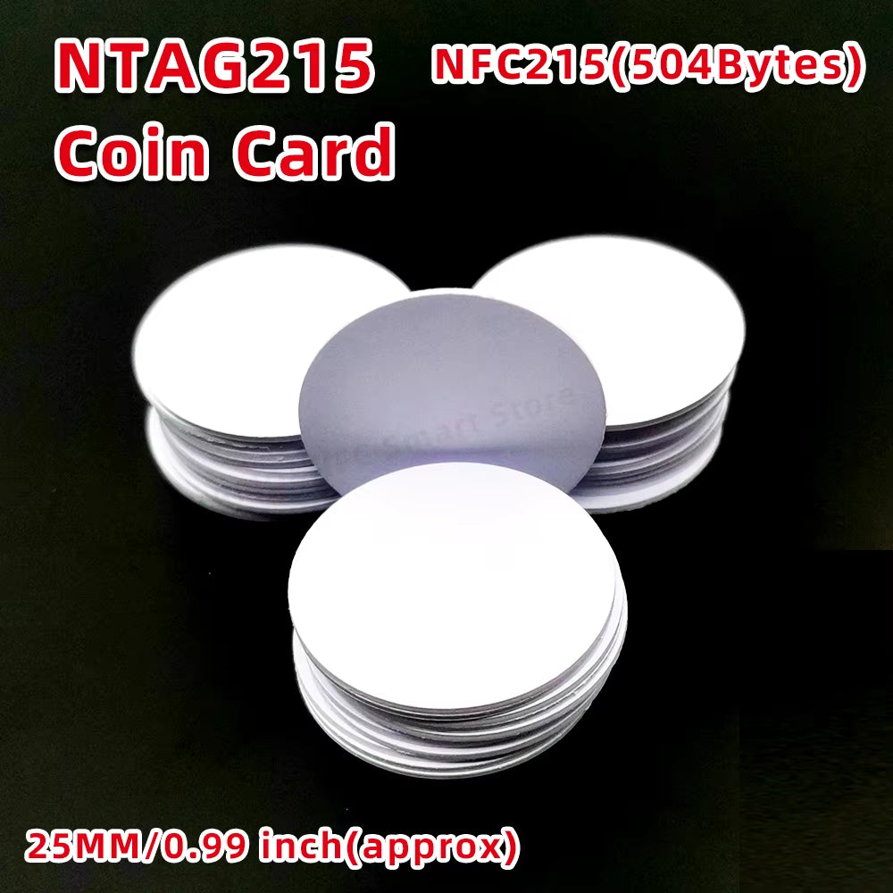 10Pcs NFC Ntag213 215 216 Coin Tag 13.56Mhz Ultralight Universal Label 25Mm Diameter No Adhesive Backing RFID Tag