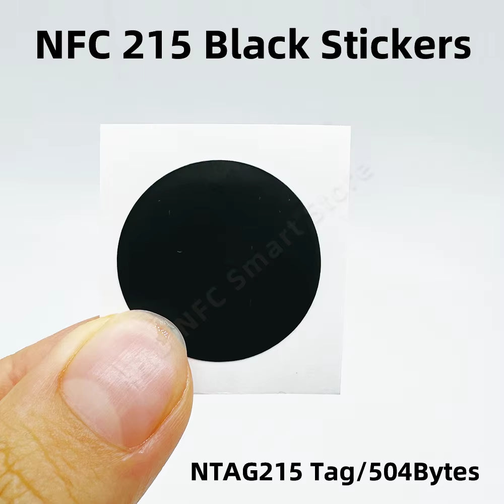 NFC 215 Black Tag 13.56Mhz ISO14443A 504 Bytes Black Sticker Ntag 215 NFC Sticker for All NFC Phones RFID Adhesive Label