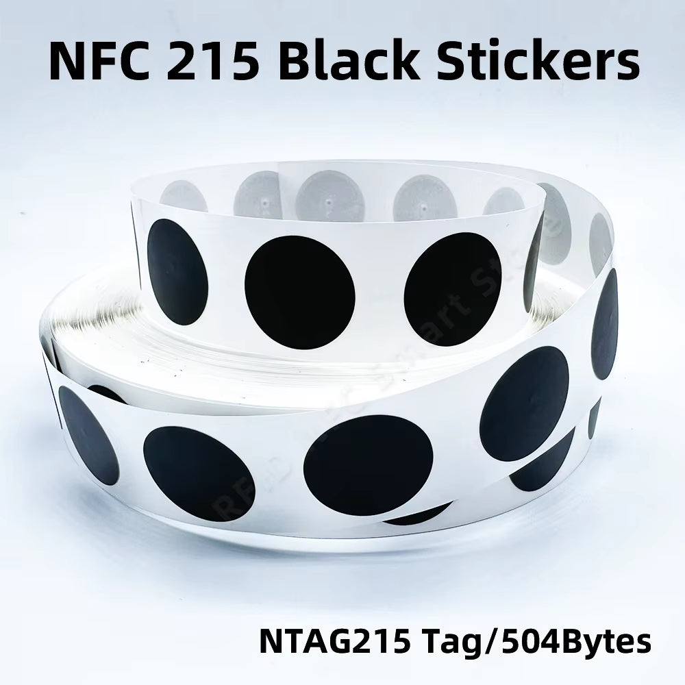 NFC 215 Black Tag 13.56Mhz ISO14443A 504 Bytes Black Sticker Ntag 215 NFC Sticker for All NFC Phones RFID Adhesive Label