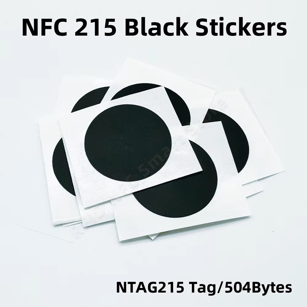 NFC 215 Black Tag 13.56Mhz ISO14443A 504 Bytes Black Sticker Ntag 215 NFC Sticker for All NFC Phones RFID Adhesive Label